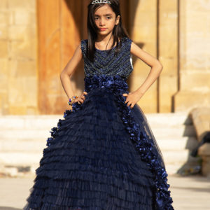 3D ball Gown Sequence work tulle frock for Girls